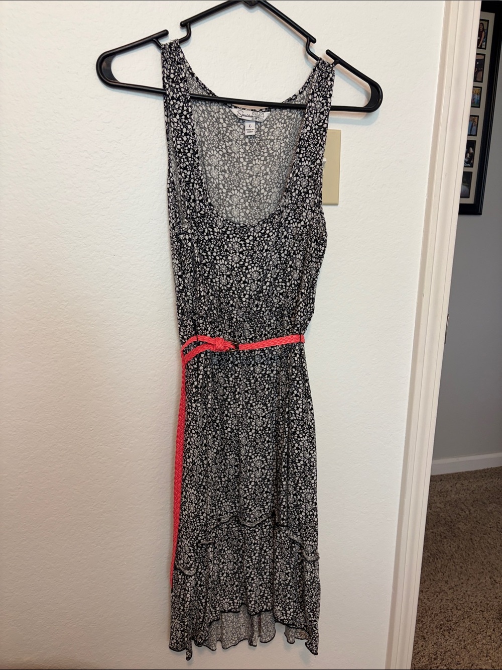 Speechless Black and Coral Floral Midi Dress